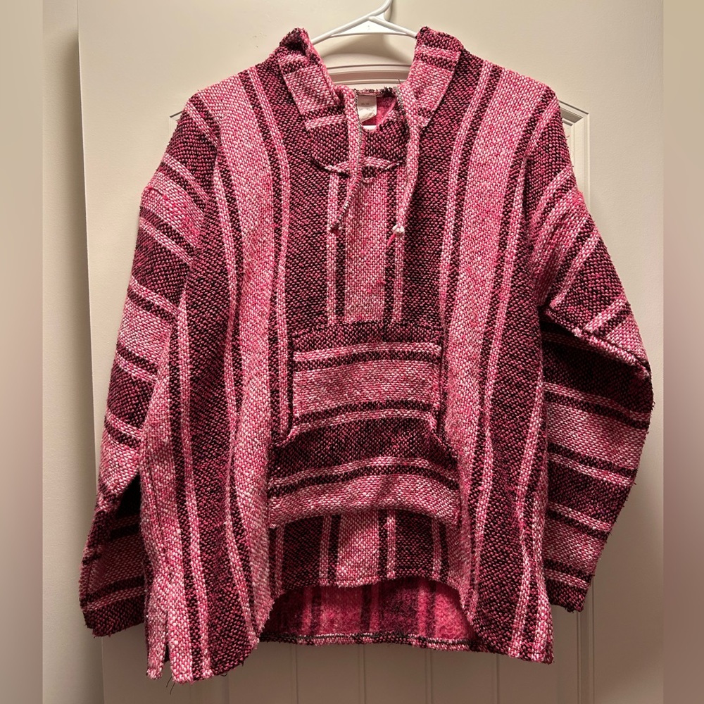 Molina pink Mexican baja pullover hoodie sweater